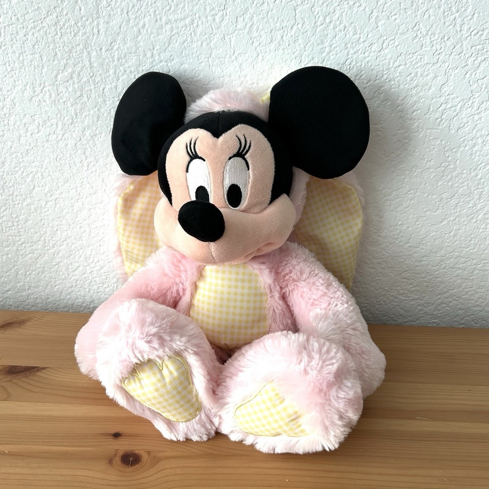 Authentic Disney Easter Minnie Mouse plush pink bunny 14" Stuffed Animal